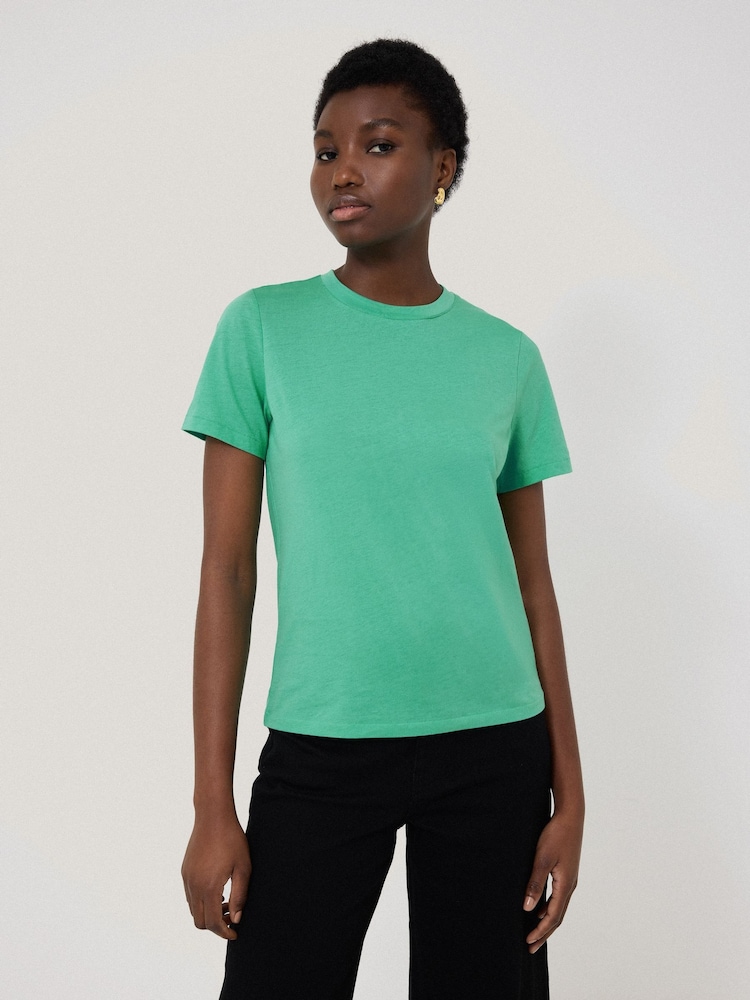Jigsaw Green Crew Neck 100% Cotton T-Shirt - Image 1 of 5