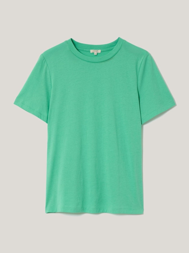 Jigsaw Green Crew Neck 100% Cotton T-Shirt - Image 5 of 5
