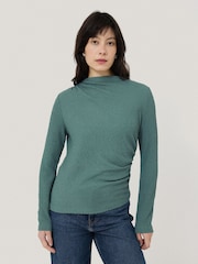 Jigsaw Green Crinkle Jersey Drape Top - Image 1 of 6