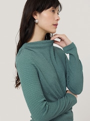 Jigsaw Green Crinkle Jersey Drape Top - Image 1 of 2