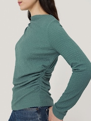 Jigsaw Green Crinkle Jersey Drape Top - Image 2 of 2