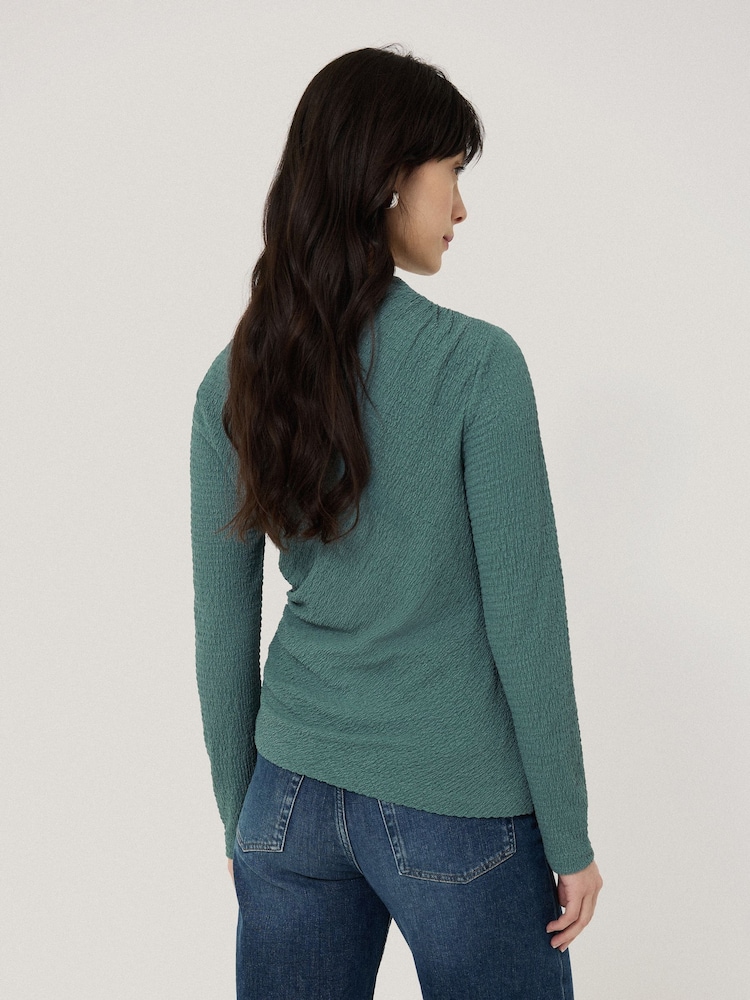 Jigsaw Green Crinkle Jersey Drape Top - Image 2 of 2