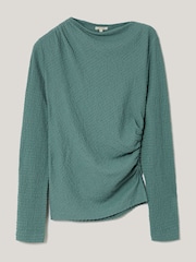 Jigsaw Green Crinkle Jersey Drape Top - Image 6 of 6