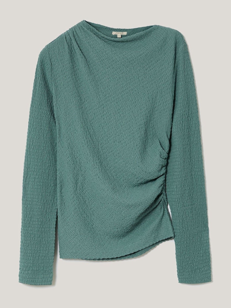 Jigsaw Green Crinkle Jersey Drape Top - Image 6 of 6