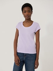 Jigsaw Purple Scoop 100% Cotton Neck T-Shirt - Image 1 of 5