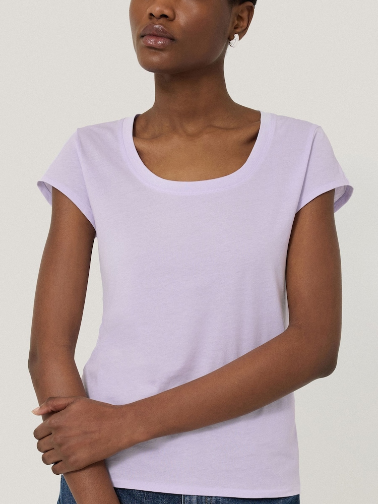 Jigsaw Purple Scoop 100% Cotton Neck T-Shirt - Image 2 of 5