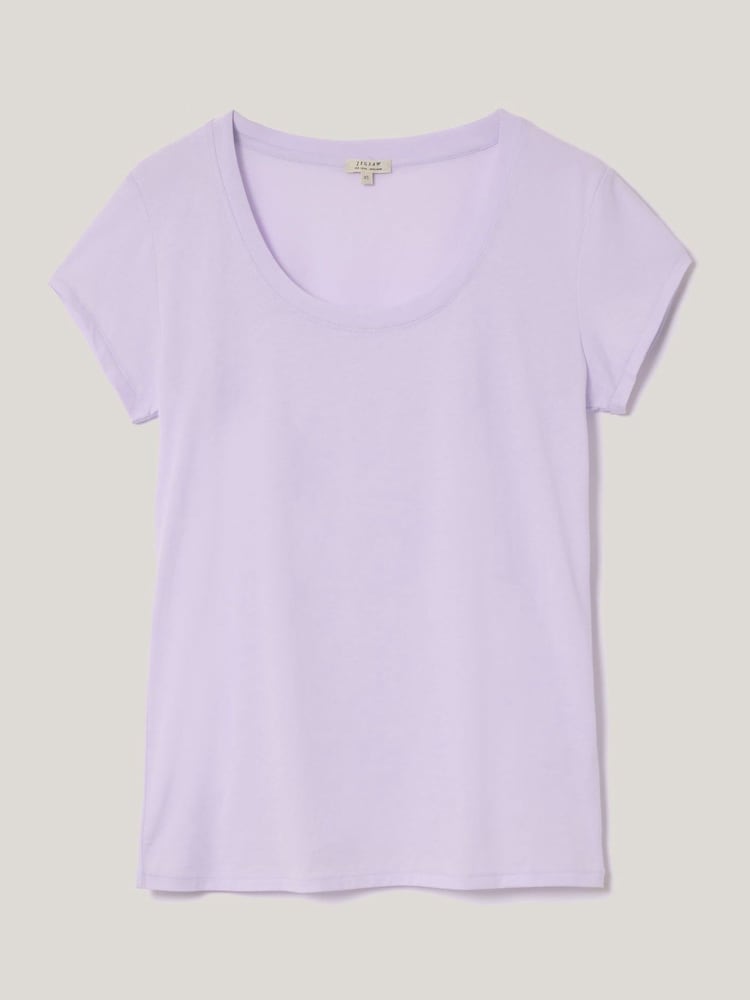 Jigsaw Purple Scoop 100% Cotton Neck T-Shirt - Image 5 of 5