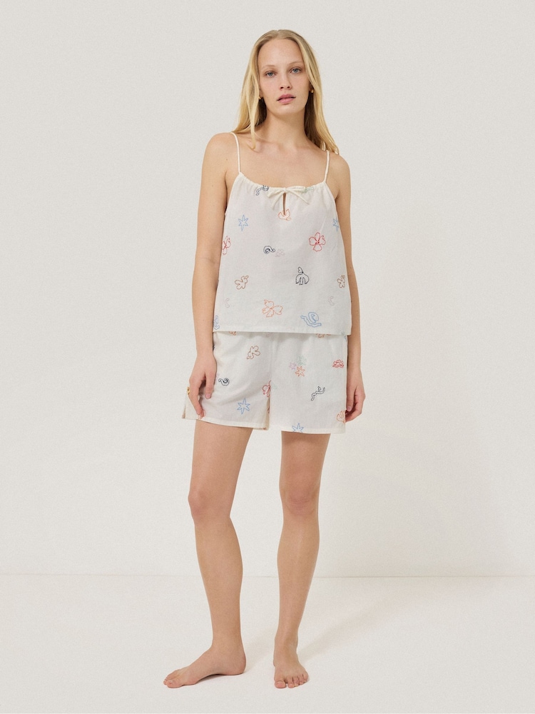Jigsaw White Abstract Kiss Embroidered Pyjamas - Image 1 of 5
