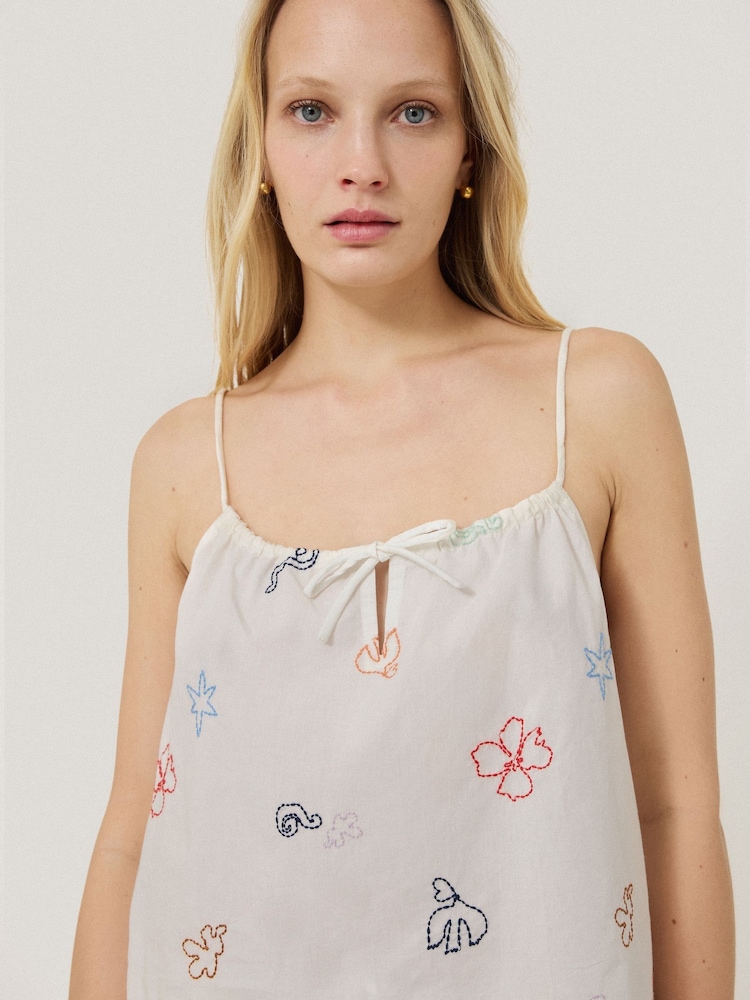 Jigsaw White Abstract Kiss Embroidered Pyjamas - Image 2 of 5