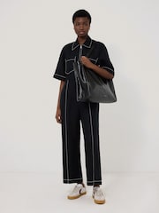 Jigsaw Black Large Patent Tote Bag - Image 2 of 2