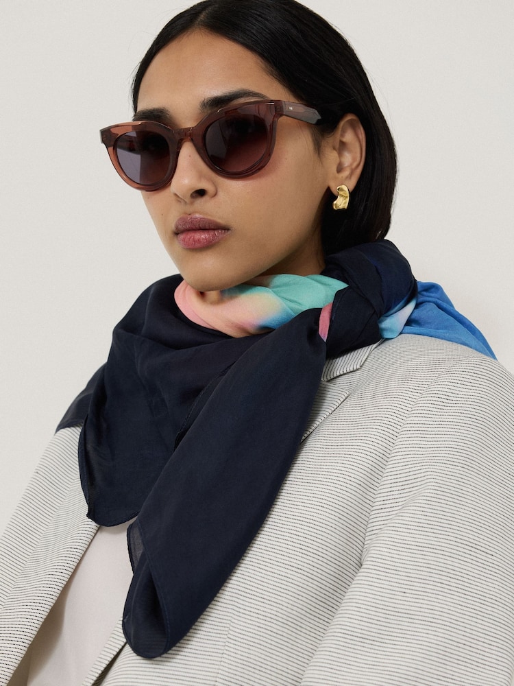 Jigsaw Blue Dreamy Floral Print Silk Shawl - Image 2 of 3