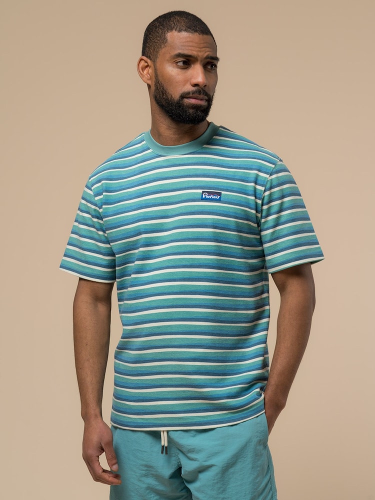 Penfield Mens Wave Texture Stripe 100% Cotton T-Shirt - Image 1 of 5