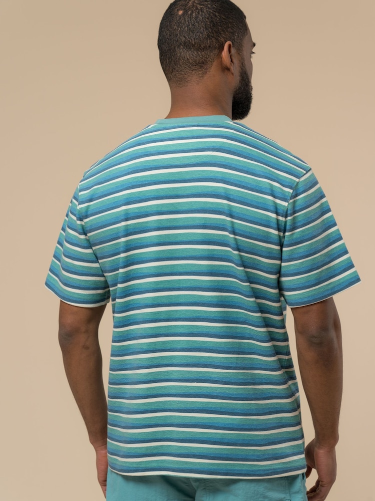 Penfield Mens Wave Texture Stripe 100% Cotton T-Shirt - Image 2 of 5