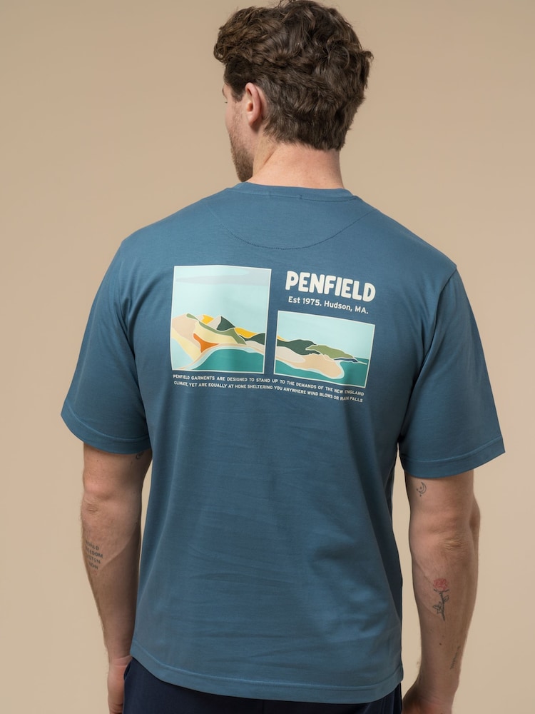 Синий - Penfield Mens Block Landscape Graphic T-Shirt - Image 2 of 6