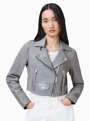 AllSaints Grey Elora Biker Jacket - Image 1 of 9