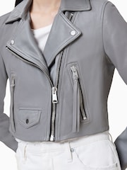 AllSaints Grey Elora Biker Jacket - Image 2 of 9