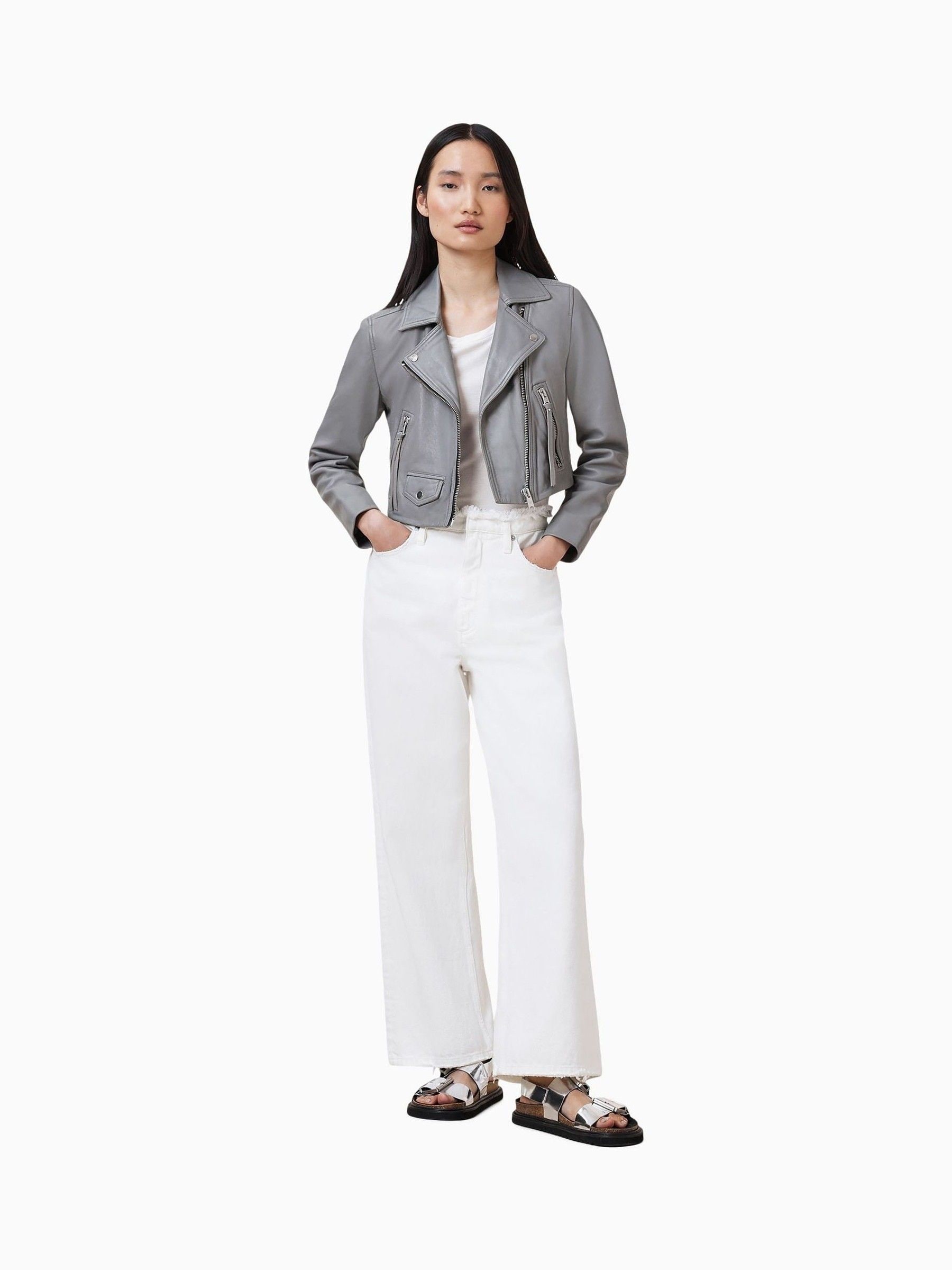 Buy AllSaints Grey Elora Biker Jacket from Next USA