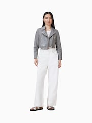 AllSaints Grey Elora Biker Jacket - Image 5 of 9