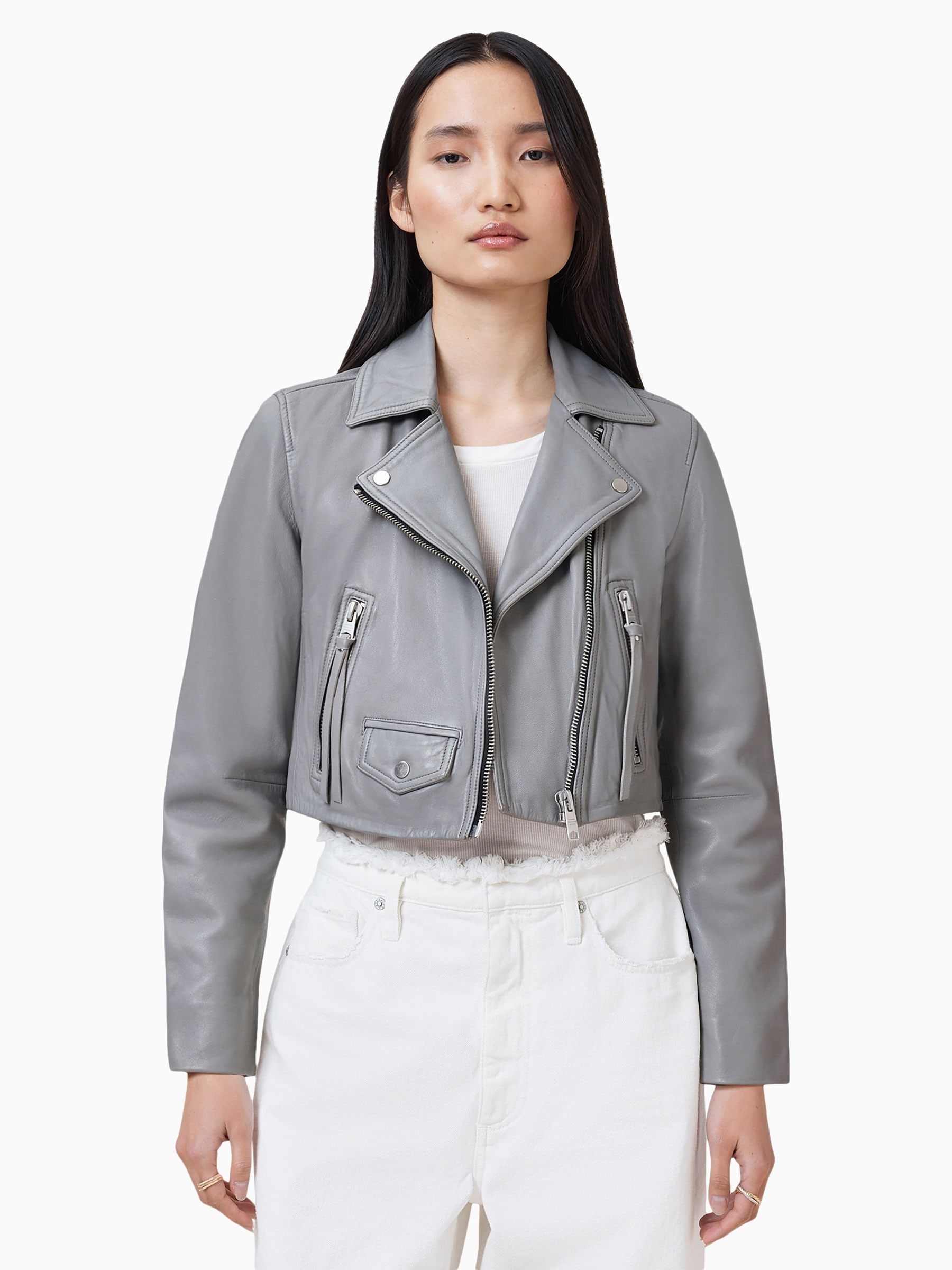 Buy AllSaints Grey Elora Biker Jacket from Next USA