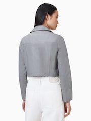 AllSaints Grey Elora Biker Jacket - Image 8 of 9
