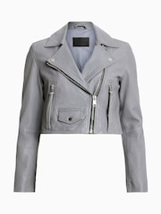 AllSaints Grey Elora Biker Jacket - Image 9 of 9