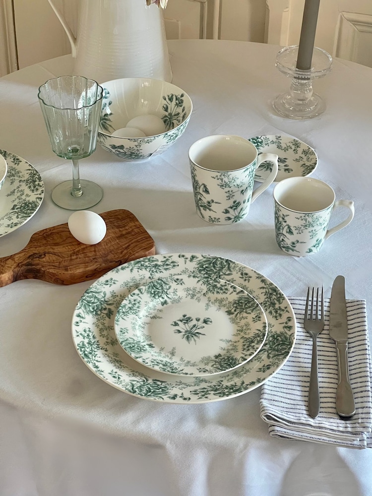 Laura Ashley Set of 4 Teal Green Thurston Bloom 18cm Plates - Image 1 of 5