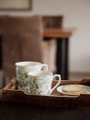Laura Ashley Set of 4 Teal Green Thurston Bloom Small Mugs - Image 3 of 4
