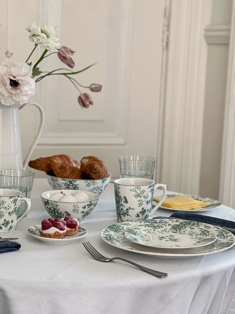 Laura Ashley Set of 4 Teal Green Thurston Bloom 13cm Bowls - Image 1 of 4