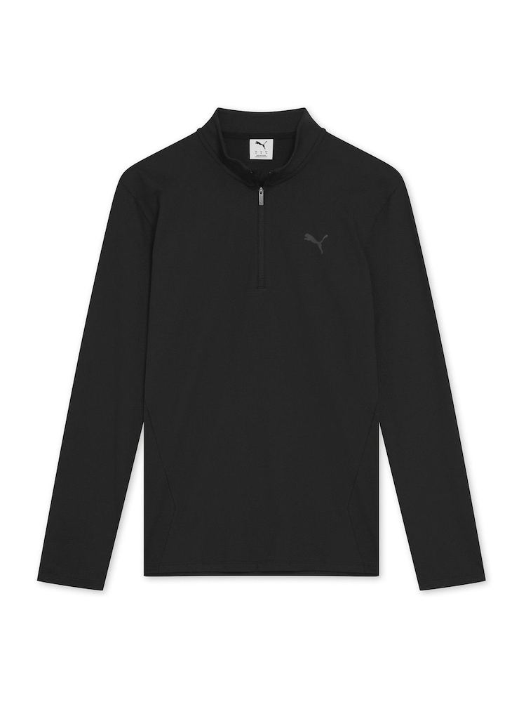 Puma Black Mens Slim Fit Train Quarter Zip Top - Image 1 of 2 Puma Black Mens Slim Fit Train Quarter Zip Top - Image 1 of 2