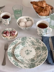 Laura Ashley Set of 4 Teal Green Thurston Bloom 26cm Dinner Plates - Image 1 of 8