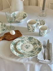 Laura Ashley Set of 4 Teal Green Thurston Bloom 26cm Dinner Plates - Image 2 of 8