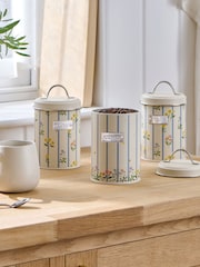 Set of 3 Natural Maisie Floral Print Storage Jars - Image 1 of 4