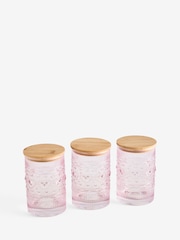 Set of 3 Pressed Glass Heart Storage Jars - תמונה 1 מתוך 1