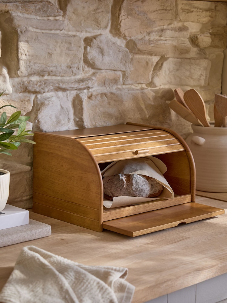 Wood Roll Top Bread Bin and Chopping Board - Image 2 of 5