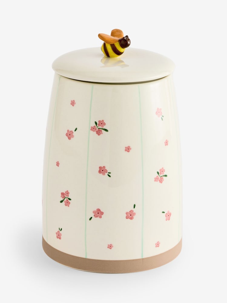 Natural Floral Ceramic Biscuit Jar - Image 6 of 6