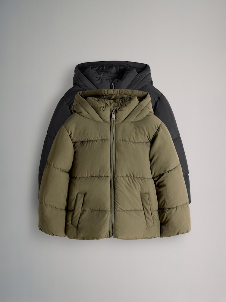 The Set Black/Khaki 2 Pack Short Padded Coats - Image 2 of 14