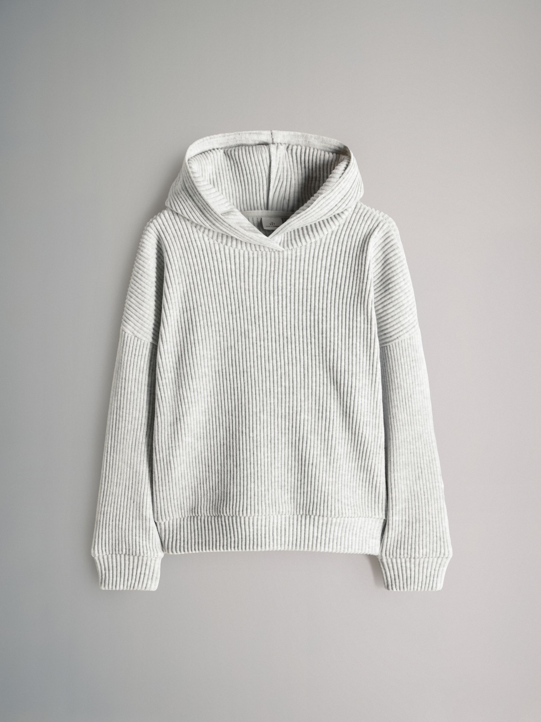 Buy The Set Soft Touch Rib Relaxed Hoodie Wide Leg Jogger Set Grey from ...