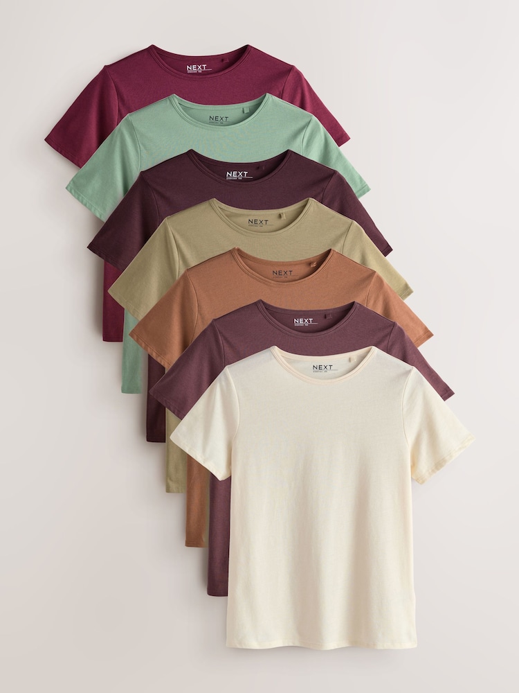 Earth Tones - Everyday Crew Neck Cotton T-Shirts 7 Pack - Imagem 1 de 15