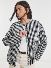 Simply Be Black Quilt Gingham 100% Cotton Jacket - Image 1 of 4