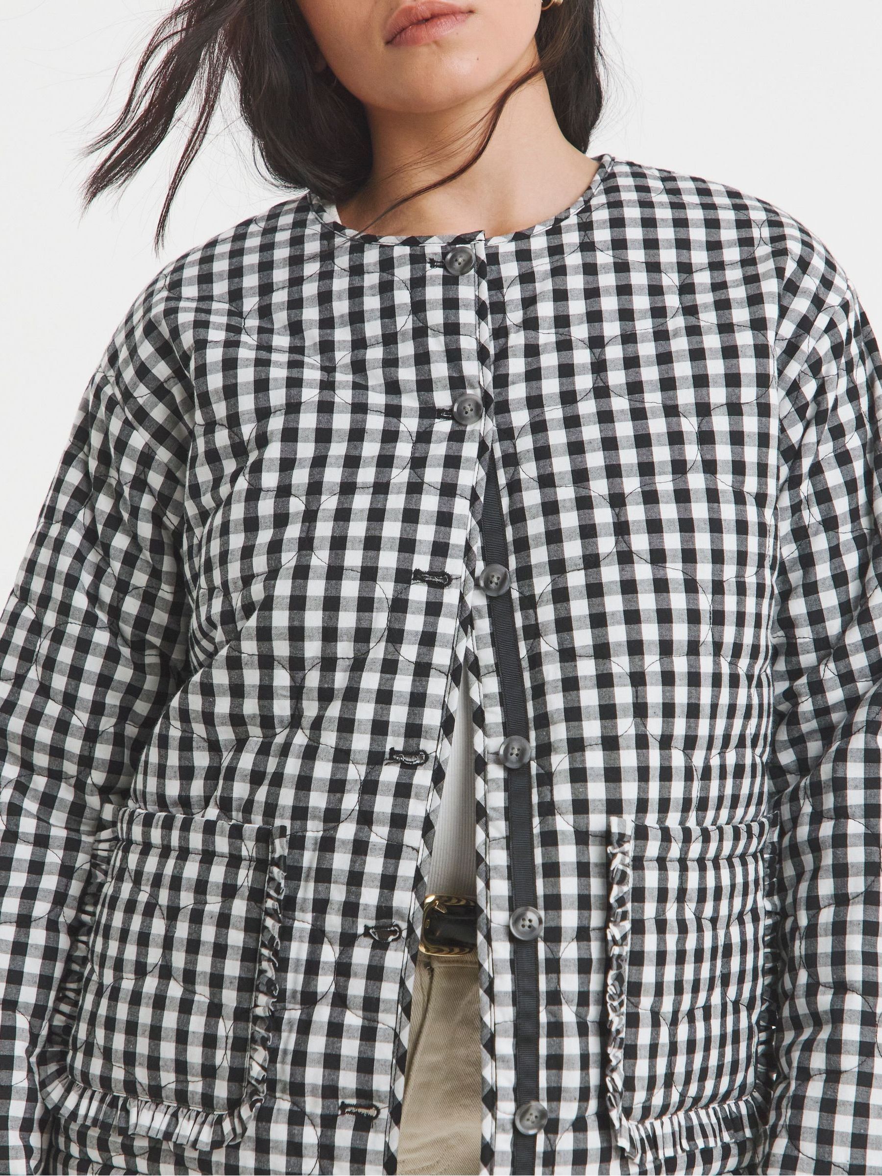 Buy Simply Be Black Gingham Quilted 100% Jacket from Next USA