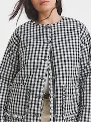 Simply Be Black Quilt Gingham 100% Cotton Jacket - Image 3 of 4