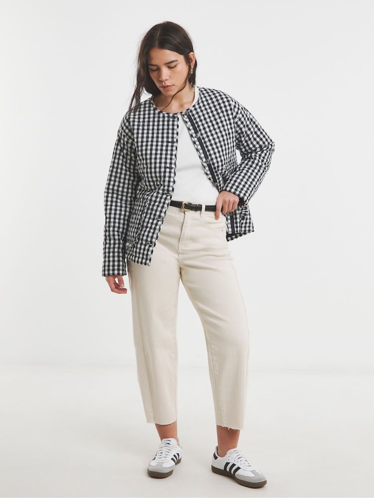 Simply Be Black Quilt Gingham 100% Cotton Jacket - Image 4 of 4