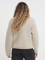 Simply Be Natural Chunky Hole Knit Boxy Cardigan - Image 2 of 4