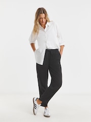 Simply Be Black Linen Barrel Trousers - Image 2 of 3