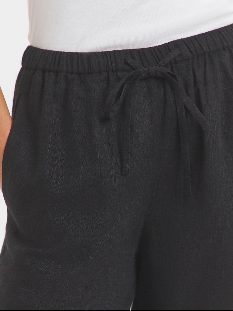 Simply Be Black Linen Barrel Trousers - Image 3 of 3