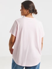 Simply Be Pink Curved Hem Longline 100% Cotton T-Shirts 2 Pack - Image 2 of 5