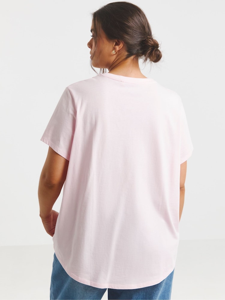 Simply Be Pink Curved Hem Longline 100% Cotton T-Shirts 2 Pack - Image 2 of 5