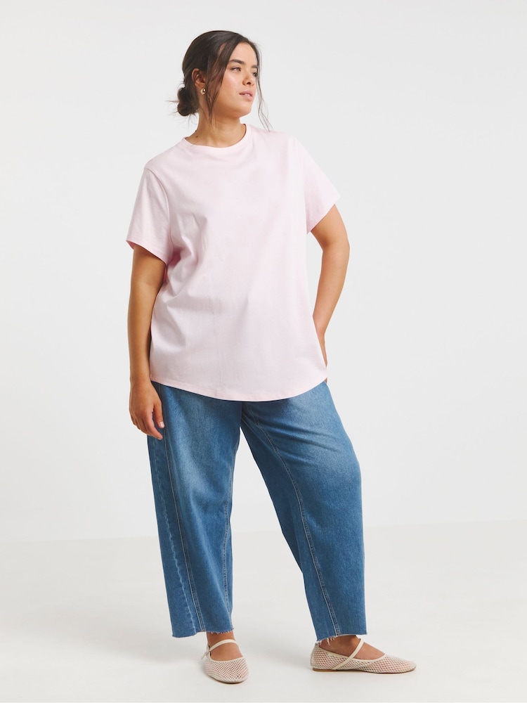 Simply Be Pink Curved Hem Longline 100% Cotton T-Shirts 2 Pack - Image 5 of 5