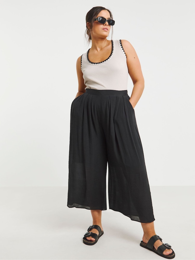 Simply Be Black Extreme Wide Leg Culottes - Image 1 of 4