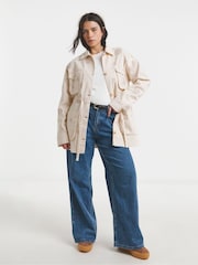 Simply Be Natural Floral Embroidered Utility 100% Cotton Jacket - Image 4 of 4